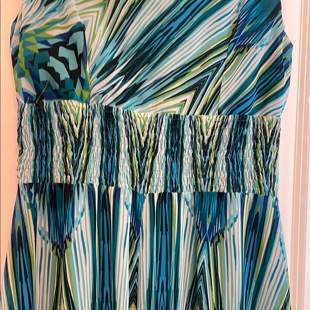 Rabbit Rabbit Rabbit Green and Blue Ruched Sundress - Picture 5 of 5